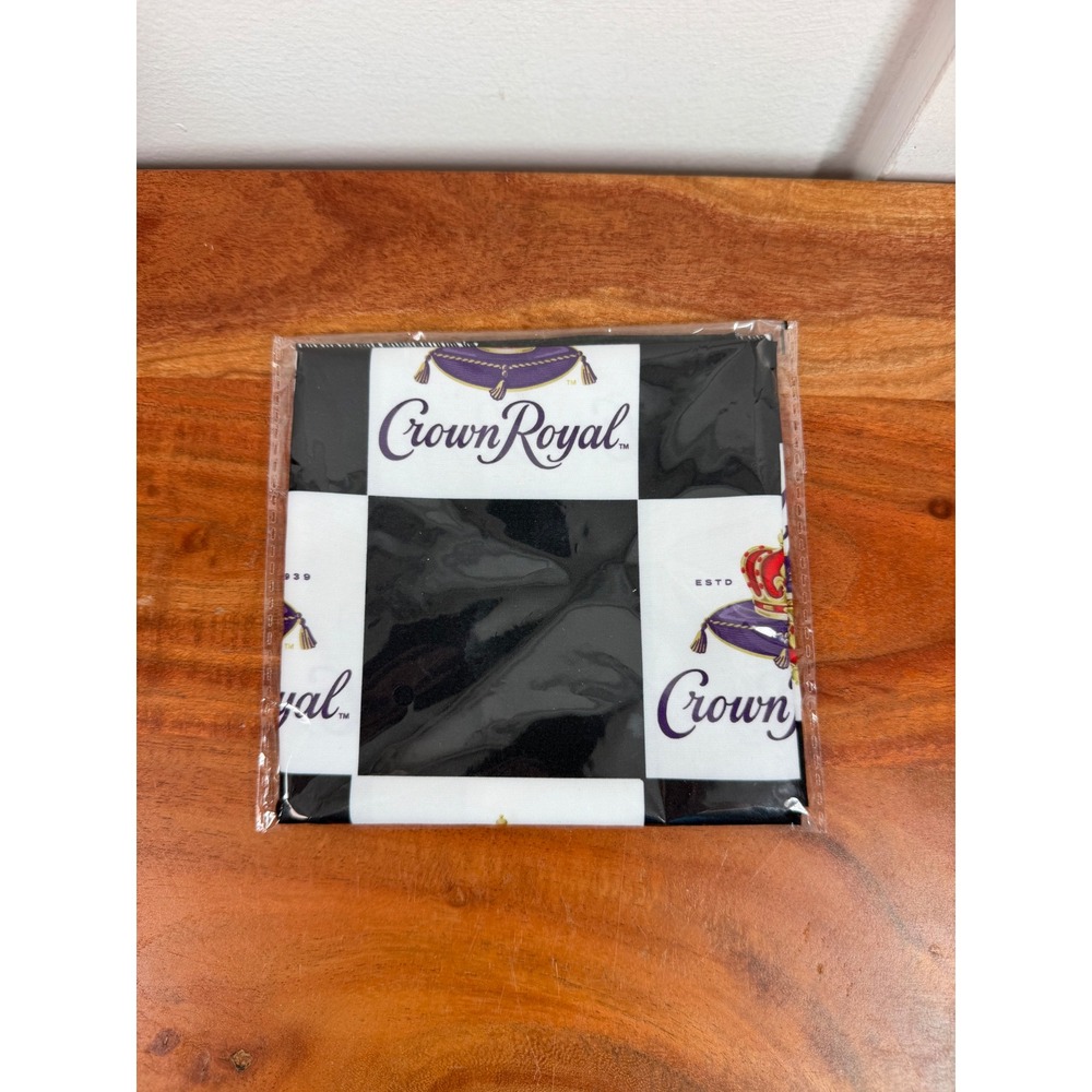 Crown Royal Black White Checkered Bandana Logo Print Promotional Accessory NEW